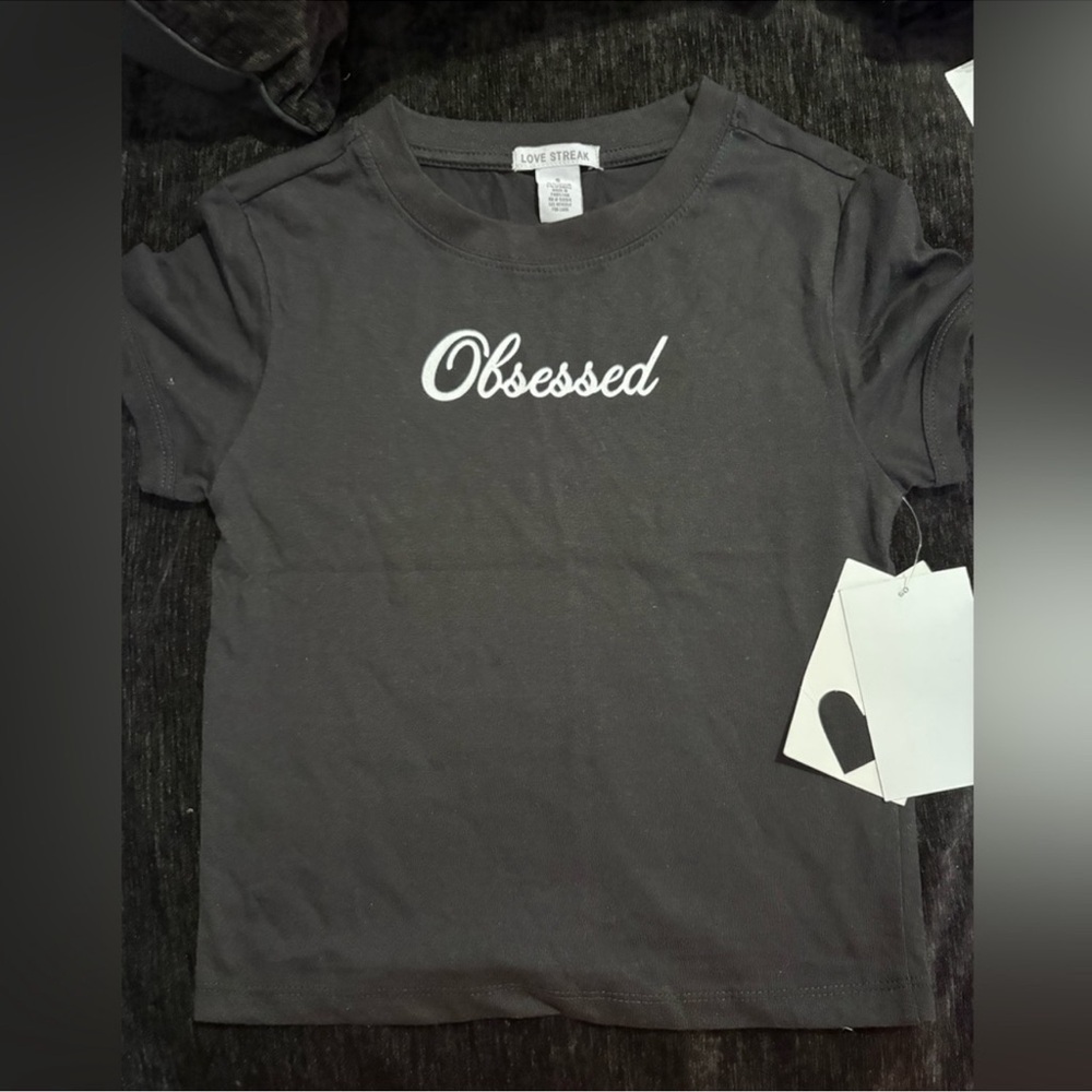 Fashion Nova Gray Crop Tee - 'only accepting good vibes and tequila' - Picture 3 of 3